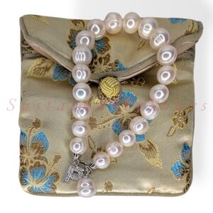 Honora Freshwater Pearl Bracelet 925 Sterling Silver Crystal Charm Initial P